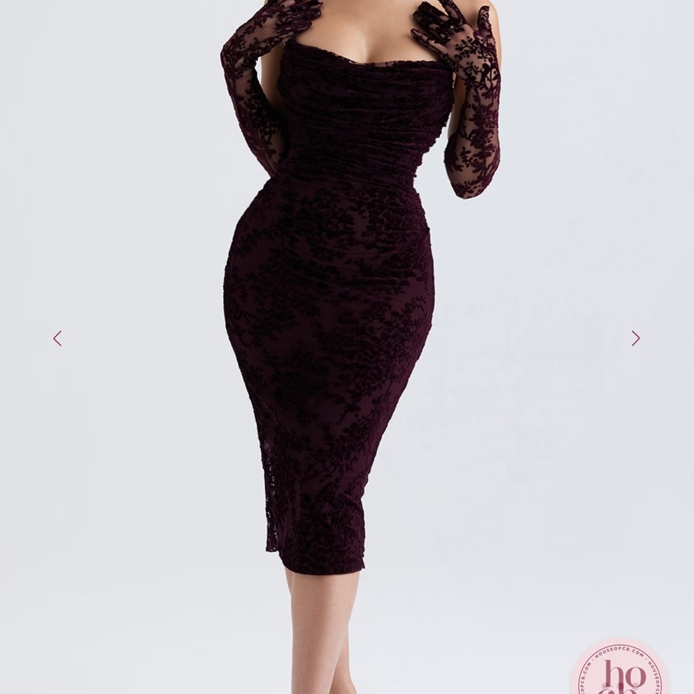House of CB ISADORA
Black Cherry Devore Corset Dress